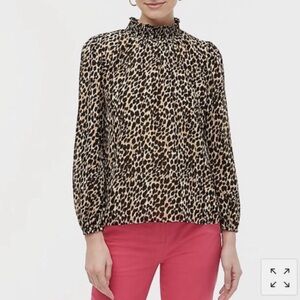 NWT J. Crew leopard mock neck chiffon blouse